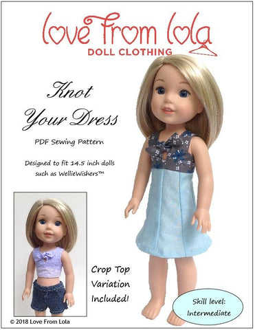 Love From Lola WellieWishers Knot Your Dress  14.5" Doll Clothes Pattern larougetdelisle