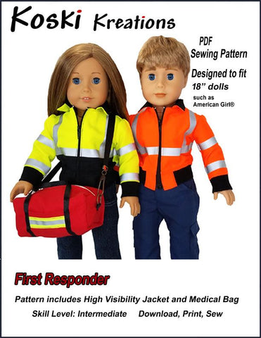 Koski Kreations 18 Inch Modern First Responder 18" Doll Clothes Pattern larougetdelisle