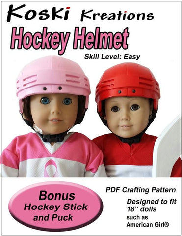 Koski Kreations 18 Inch Boy Doll Hockey Helmet 18" Doll Accessory Pattern larougetdelisle