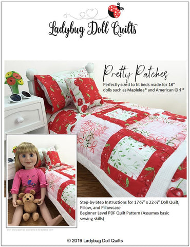 Ladybug Doll Quilts Quilt Pretty Patches 18" Doll Quilt Pattern larougetdelisle