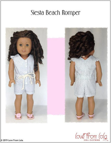 Love From Lola 18 Inch Modern Siesta Beach Romper 18" Doll Clothes Pattern larougetdelisle