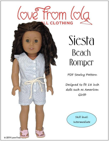 Love From Lola 18 Inch Modern Siesta Beach Romper 18" Doll Clothes Pattern larougetdelisle