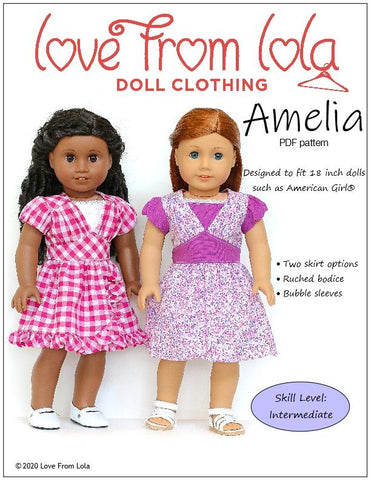 Love From Lola 18 Inch Modern Amelia Dress 18" Doll Clothes Pattern larougetdelisle
