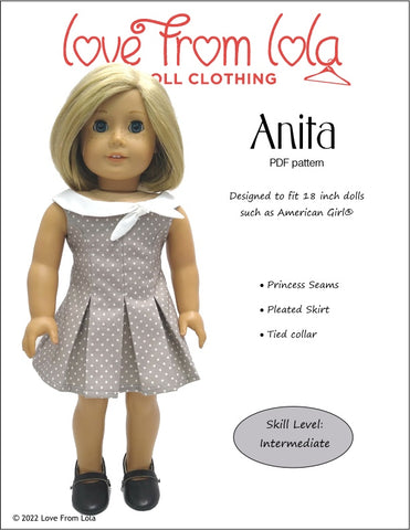 Love From Lola 18 Inch Modern Anita Dress 18" Doll Clothes Pattern larougetdelisle