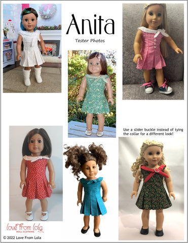 Love From Lola 18 Inch Modern Anita Dress 18" Doll Clothes Pattern larougetdelisle