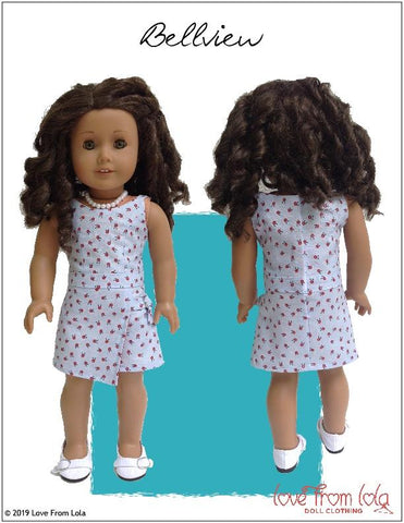 Love From Lola 18 Inch Modern Bellview Dress and Romper 18" Doll Clothes Pattern larougetdelisle