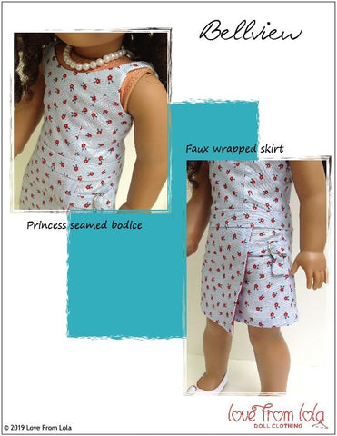 Love From Lola 18 Inch Modern Bellview Dress and Romper 18" Doll Clothes Pattern larougetdelisle
