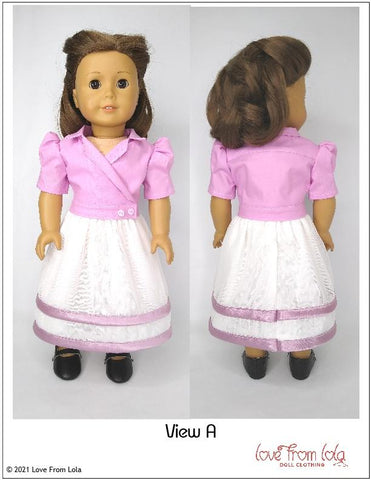 Love From Lola 18 Inch Historical Bobbie Wrap Shirt and Skirt 18" Doll Clothes Pattern larougetdelisle