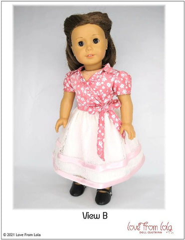 Love From Lola 18 Inch Historical Bobbie Wrap Shirt and Skirt 18" Doll Clothes Pattern larougetdelisle