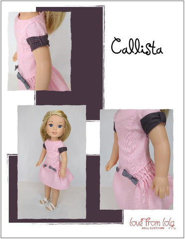 Love From Lola WellieWishers Callista Dress  14.5" Doll Clothes Pattern larougetdelisle