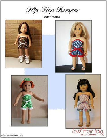 Love From Lola 18 Inch Modern Flip Flop Romper 18" Doll Clothes Pattern larougetdelisle