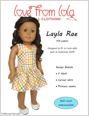 Love From Lola 18 Inch Modern Layla Rae Dress 18" Doll Clothes Pattern larougetdelisle