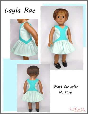 Love From Lola 18 Inch Modern Layla Rae Dress 18" Doll Clothes Pattern larougetdelisle