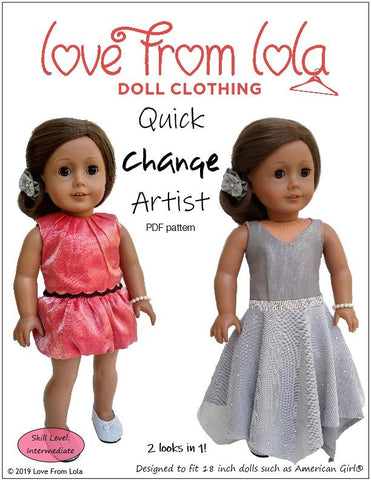 Love From Lola 18 Inch Modern Quick Change Artist 18" Doll Clothes Pattern larougetdelisle