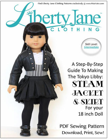 Liberty Jane 18 Inch Modern Steam Jacket & Skirt Bundle 18" Doll Clothes Pattern larougetdelisle