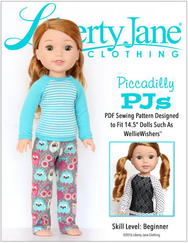 Liberty Jane WellieWishers Piccadilly PJs 14.5 Inch Doll Clothes Pattern larougetdelisle