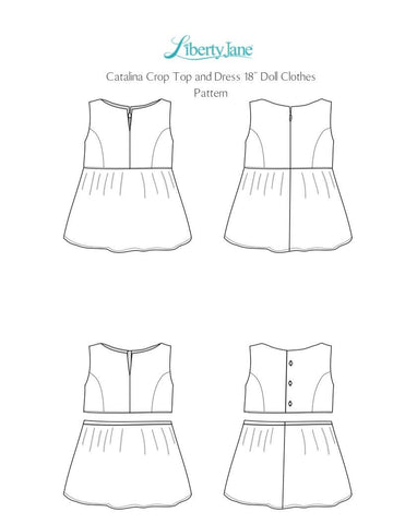 Liberty Jane 18 Inch Modern Catalina Crop Top and Dress 18” Doll Clothes Pattern larougetdelisle