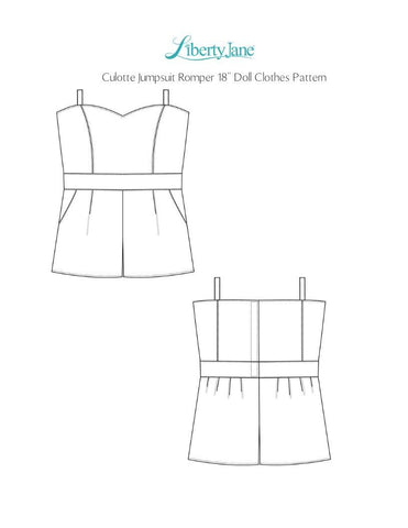 Liberty Jane 18 Inch Modern Culotte Jumpsuit 18" Doll Clothes Pattern larougetdelisle