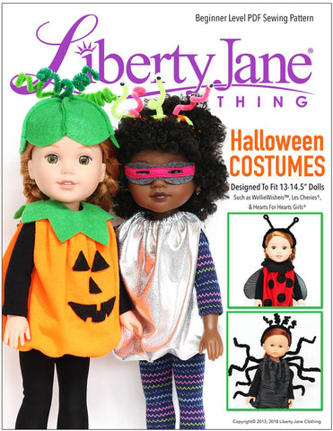 Liberty Jane 18 Inch Modern Halloween Costumes 13" - 14.5" Doll Clothes Pattern larougetdelisle