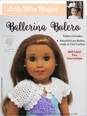 Little Miss Muffett Crochet Ballerina Bolero Crochet Pattern for 18" Dolls larougetdelisle