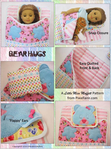 Little Miss Muffett 18 Inch Modern Bear Hugs Sleeping Bag 18" Doll Accessory Pattern larougetdelisle