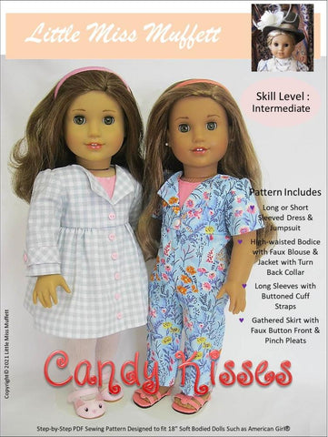 Little Miss Muffett 18 Inch Modern Candy Kisses 18" Doll Clothes Pattern larougetdelisle