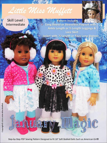 Little Miss Muffett 18 Inch Modern January Magic 18" Doll Clothes Pattern larougetdelisle