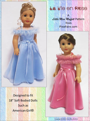 Little Miss Muffett 18 Inch Modern La Vie en Rose 18" Doll Clothes Pattern larougetdelisle