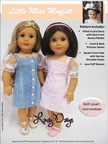 Little Miss Muffett 18 Inch Modern Lacy Days 18" Doll Clothes Pattern larougetdelisle