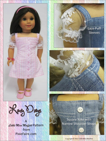 Little Miss Muffett 18 Inch Modern Lacy Days 18" Doll Clothes Pattern larougetdelisle