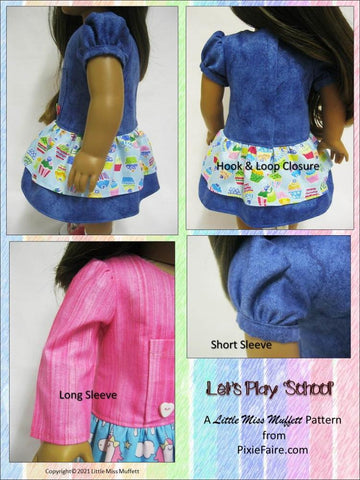 Little Miss Muffett 18 Inch Modern Let's Play 'School' 18" Doll Clothes Pattern larougetdelisle