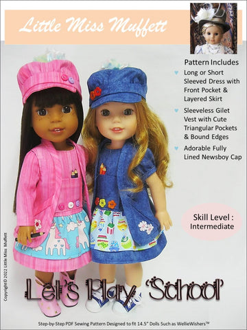 Little Miss Muffett WellieWishers Let's Play School 14.5" Doll Clothes Pattern larougetdelisle