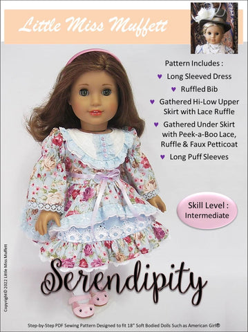 Little Miss Muffett 18 Inch Modern Serendipity 18" Doll Clothes Pattern larougetdelisle