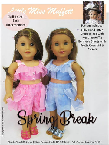 Little Miss Muffett 18 Inch Modern Spring Break 18" Doll Clothes Pattern larougetdelisle