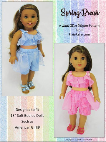 Little Miss Muffett 18 Inch Modern Spring Break 18" Doll Clothes Pattern larougetdelisle