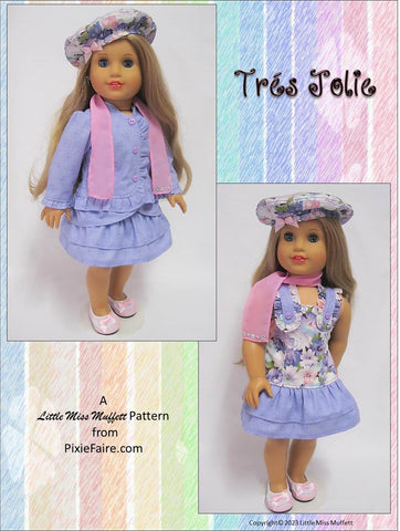 Little Miss Muffett 18 Inch Modern Tres Jolie 18" Doll Clothes Pattern larougetdelisle