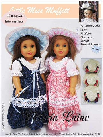 Little Miss Muffett 18 Inch Historical Victoria Laine 18" Doll Clothes Pattern larougetdelisle