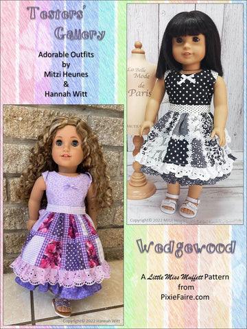 Little Miss Muffett 18 Inch Modern Wedgewood Dress and Hat Pattern for 18" Dolls larougetdelisle