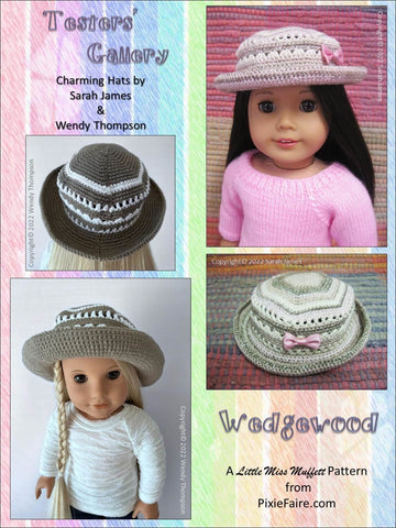 Little Miss Muffett 18 Inch Modern Wedgewood Dress and Hat Pattern for 18" Dolls larougetdelisle