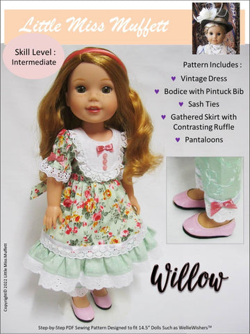 Little Miss Muffett WellieWishers Willow 14.5" Doll Clothes Pattern larougetdelisle