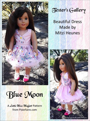 Little Miss Muffett 18 Inch Modern Blue Moon Halter Dress 18" Doll Clothes Pattern larougetdelisle