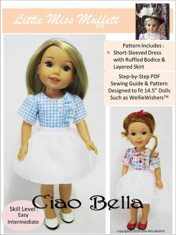 Little Miss Muffett WellieWishers Ciao Bella 14.5" Doll Clothes Pattern larougetdelisle