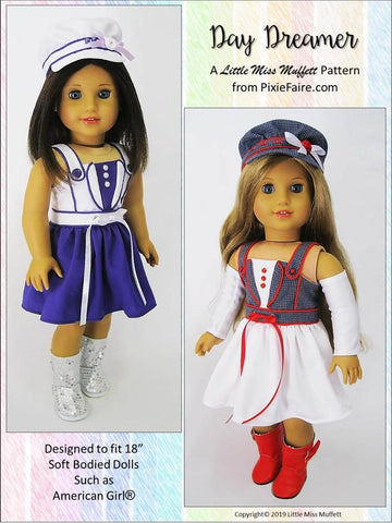 Little Miss Muffett 18 Inch Modern Day Dreamer Dress 18" Doll Clothes Pattern larougetdelisle