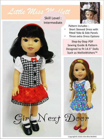 Little Miss Muffett WellieWishers Girl Next Door 14.5" Doll Clothes Pattern larougetdelisle