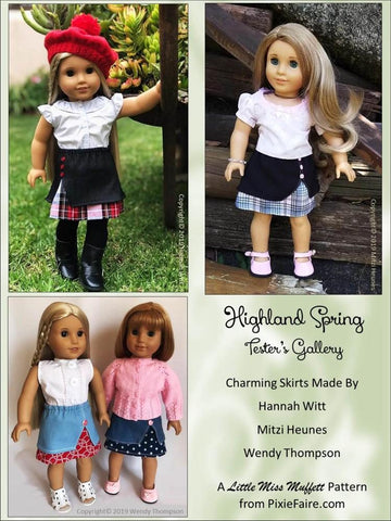 Little Miss Muffett 18 Inch Modern Highland Spring Skirt 18" Doll Clothes Pattern larougetdelisle