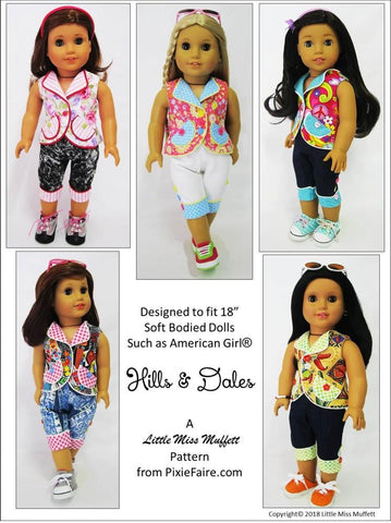 Little Miss Muffett 18 Inch Modern Hills & Dales 18" Doll Clothes Pattern larougetdelisle