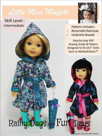 Little Miss Muffett WellieWishers Rainy Days Are Fun Days 14.5" Doll Clothes Pattern larougetdelisle