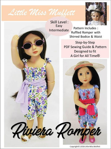 Little Miss Muffett A Girl For All Time Riviera Romper Pattern for AGAT Dolls larougetdelisle