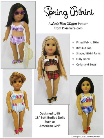 Little Miss Muffett 18 Inch Modern Spring Bikini 18" Doll Clothes Pattern larougetdelisle