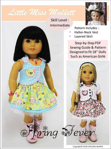Little Miss Muffett 18 Inch Modern Spring Fever 18" Doll Clothes Pattern larougetdelisle